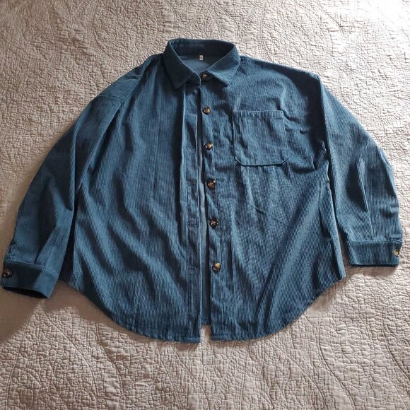 Blue Corduroy Button Up - Picture 1 of 4